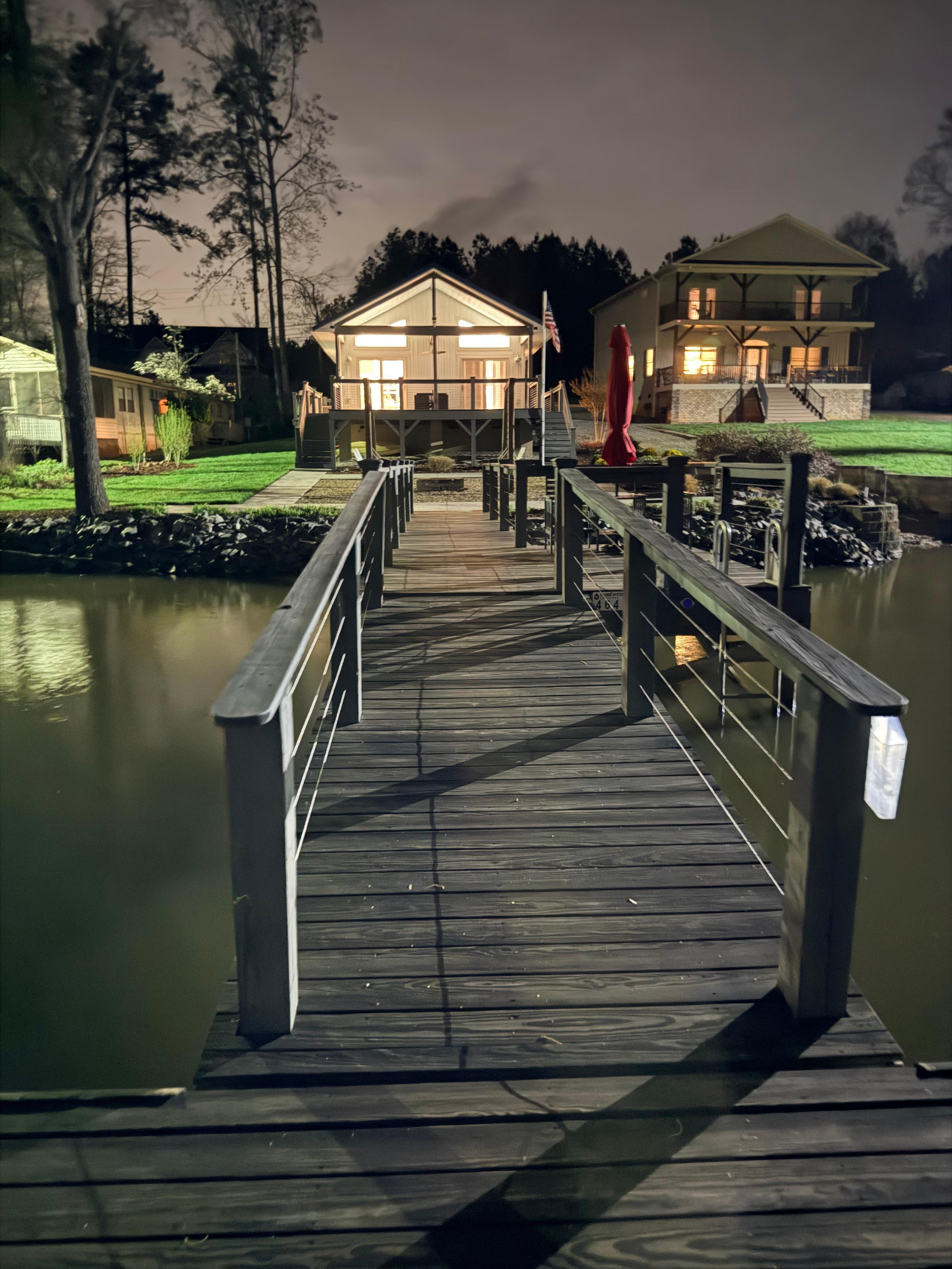Beautiful night view  of the cottage. 