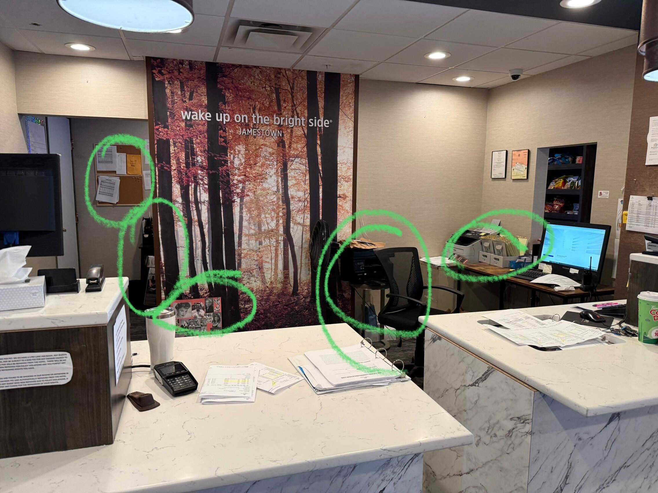 Front desk area