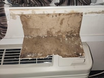 Loose drywall near air conditioning unit