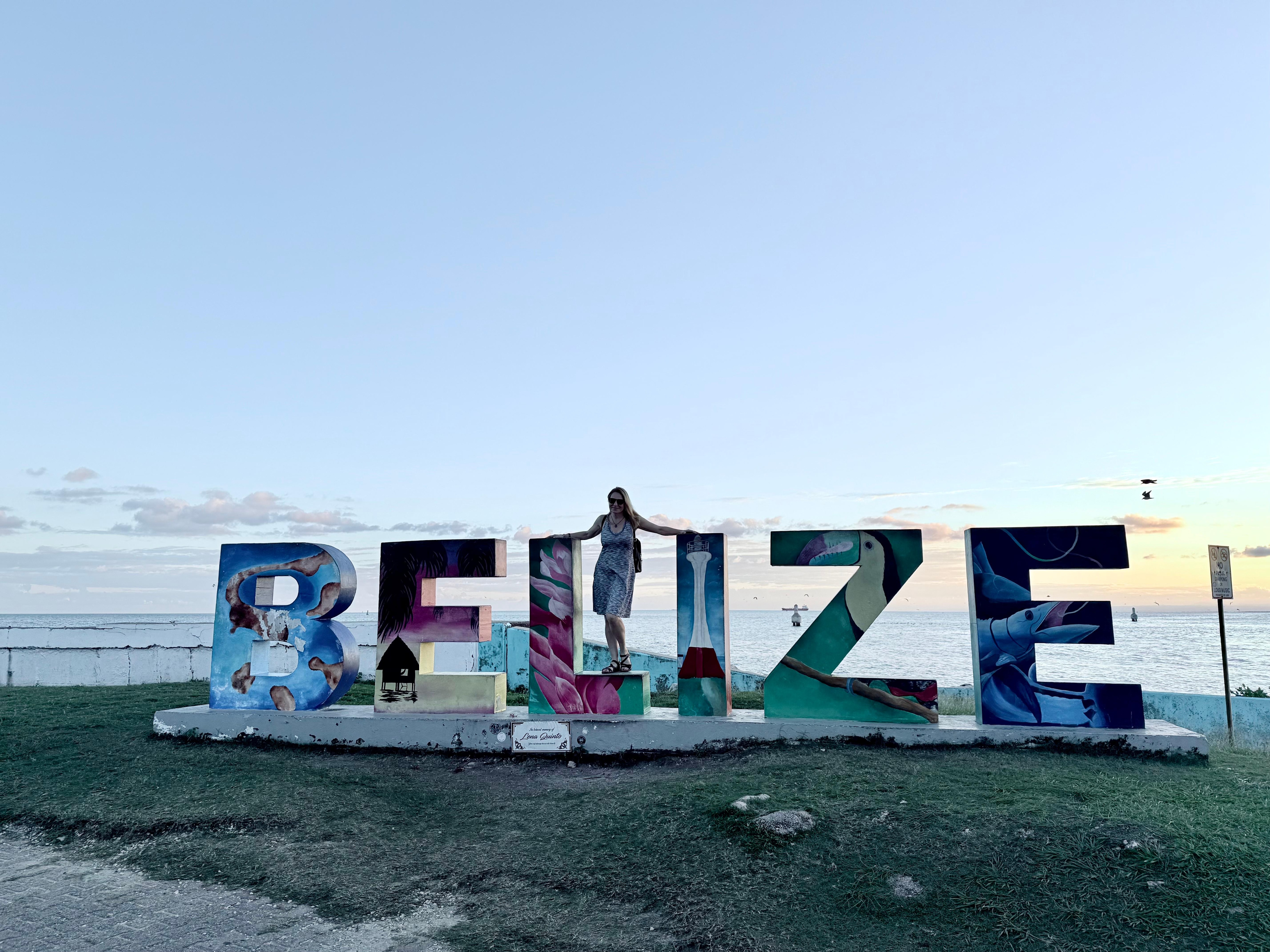 Right on the harbor & across from “Belize” sign