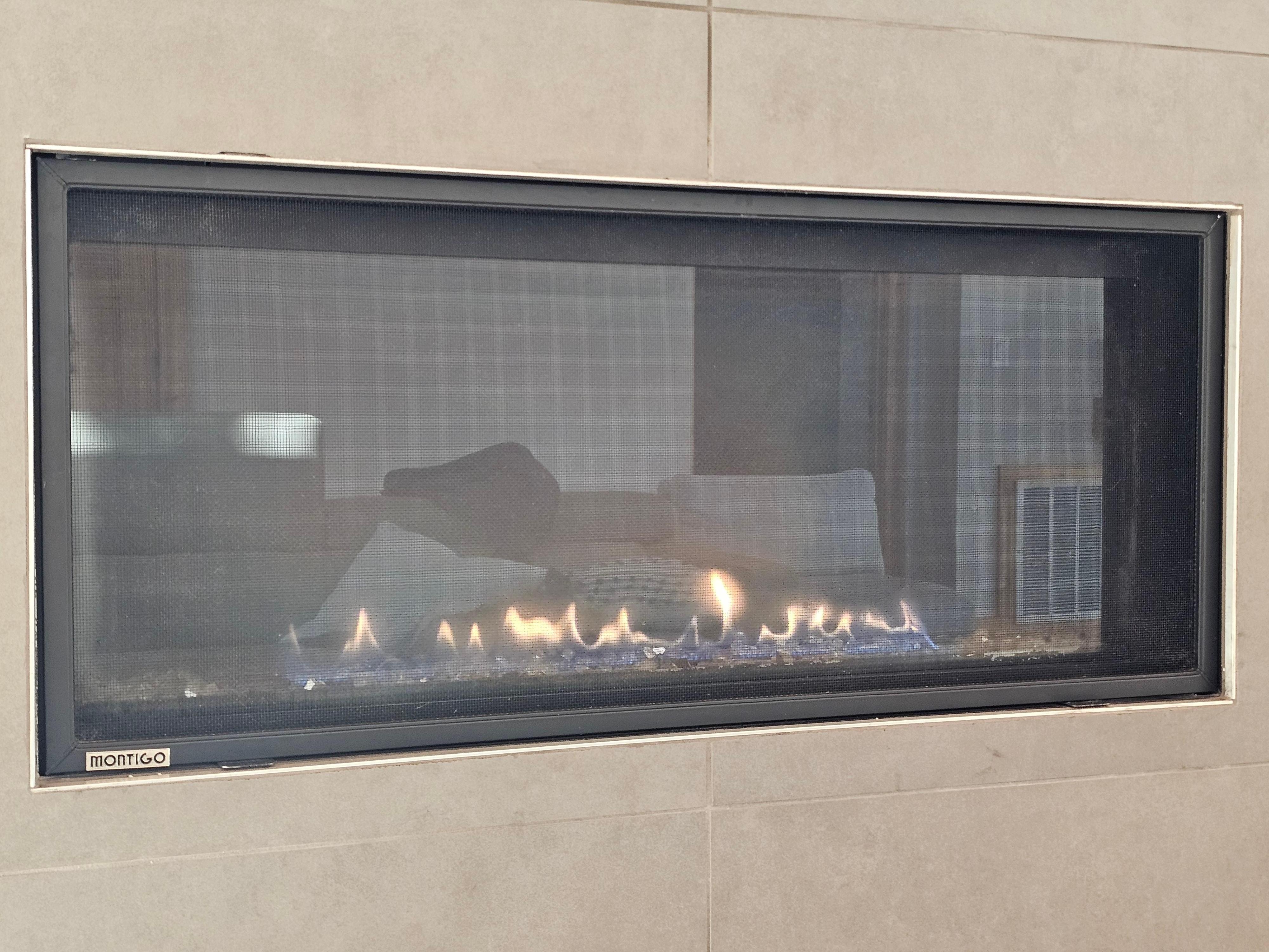 Fireplace in living area