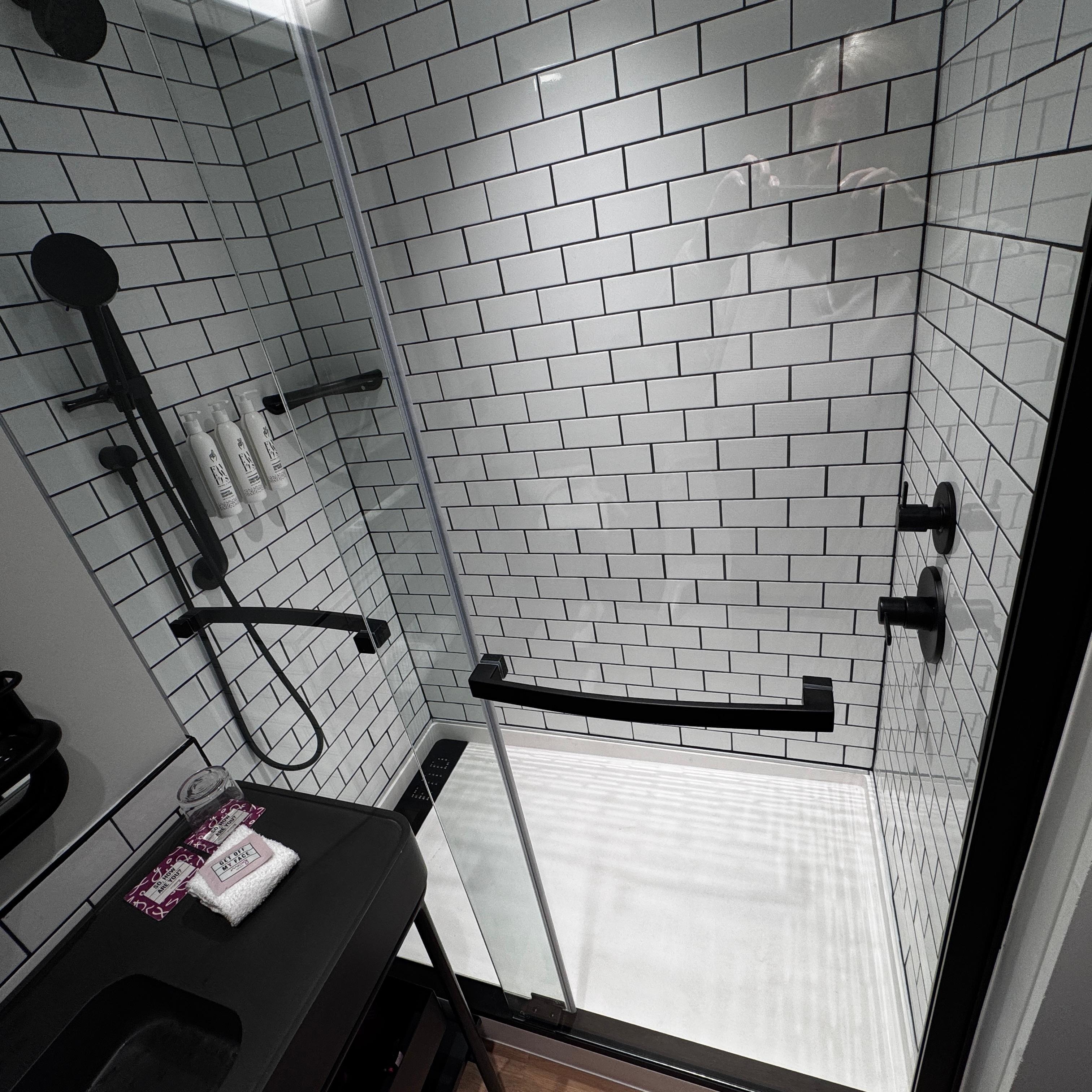 I appreciate the shower controls on the outside not under the faucet