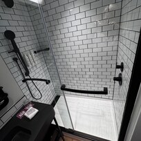 I appreciate the shower controls on the outside not under the faucet