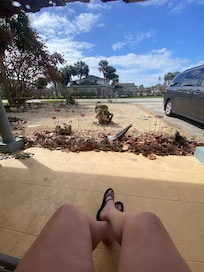 Coffee time mid- morning on the front porch.