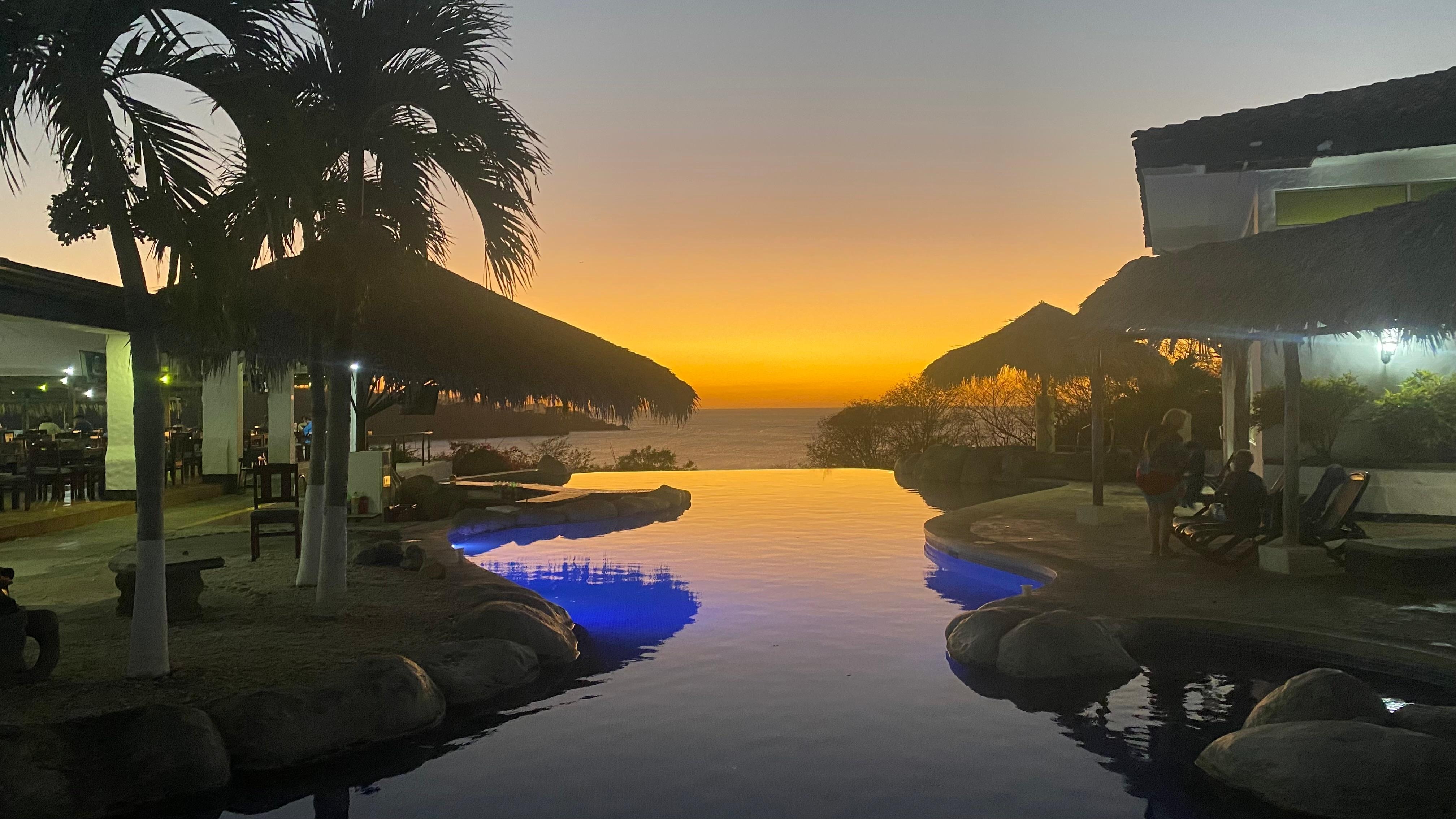 Sunset at one of the pools 