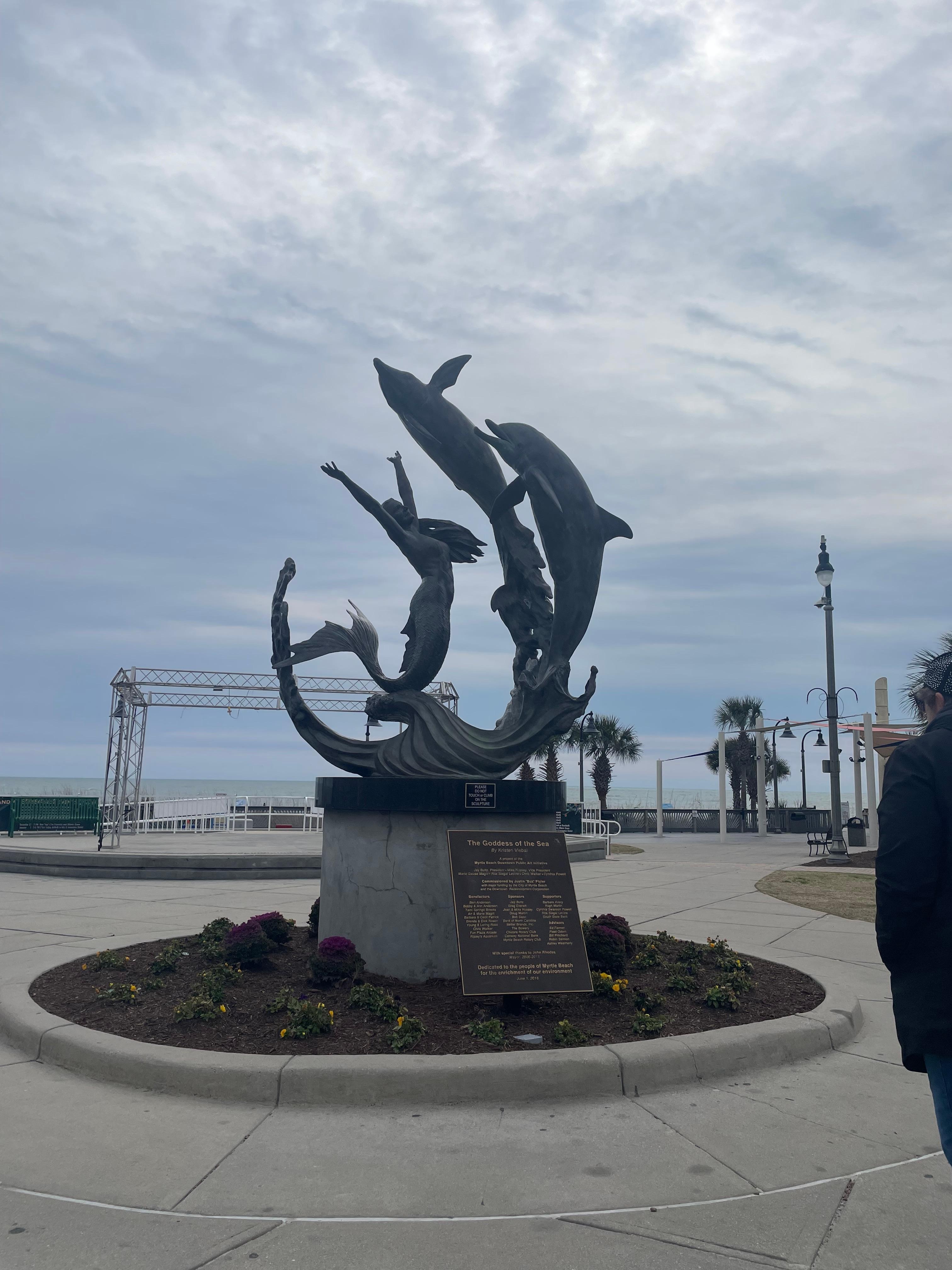 Mermaid and dolphins statue on the Boardwalk