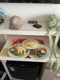 We ordered food from the restaurant of the hotel and it was pretty good to hold us off till the wedding.