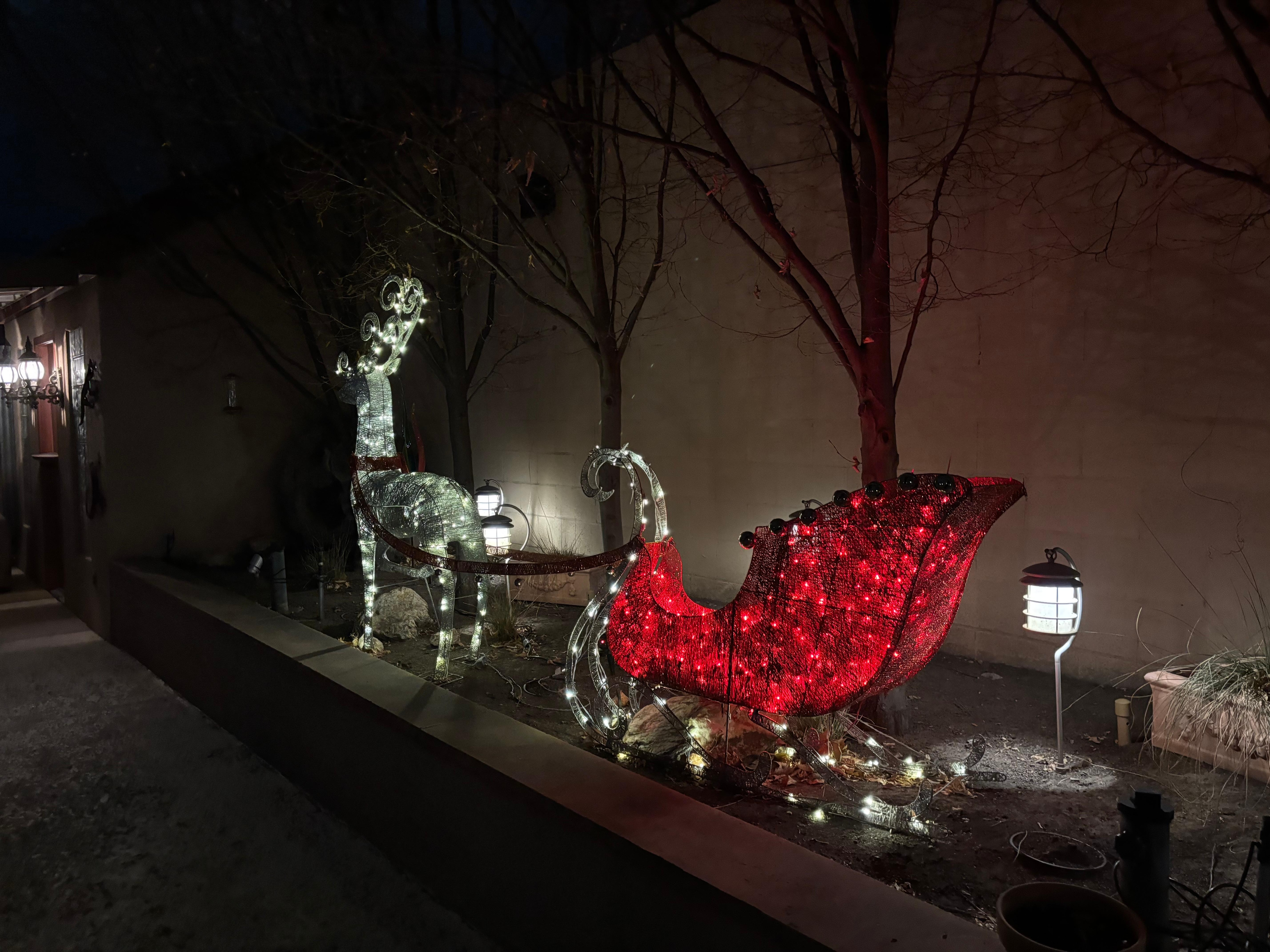 Holiday decoration in backyard. 