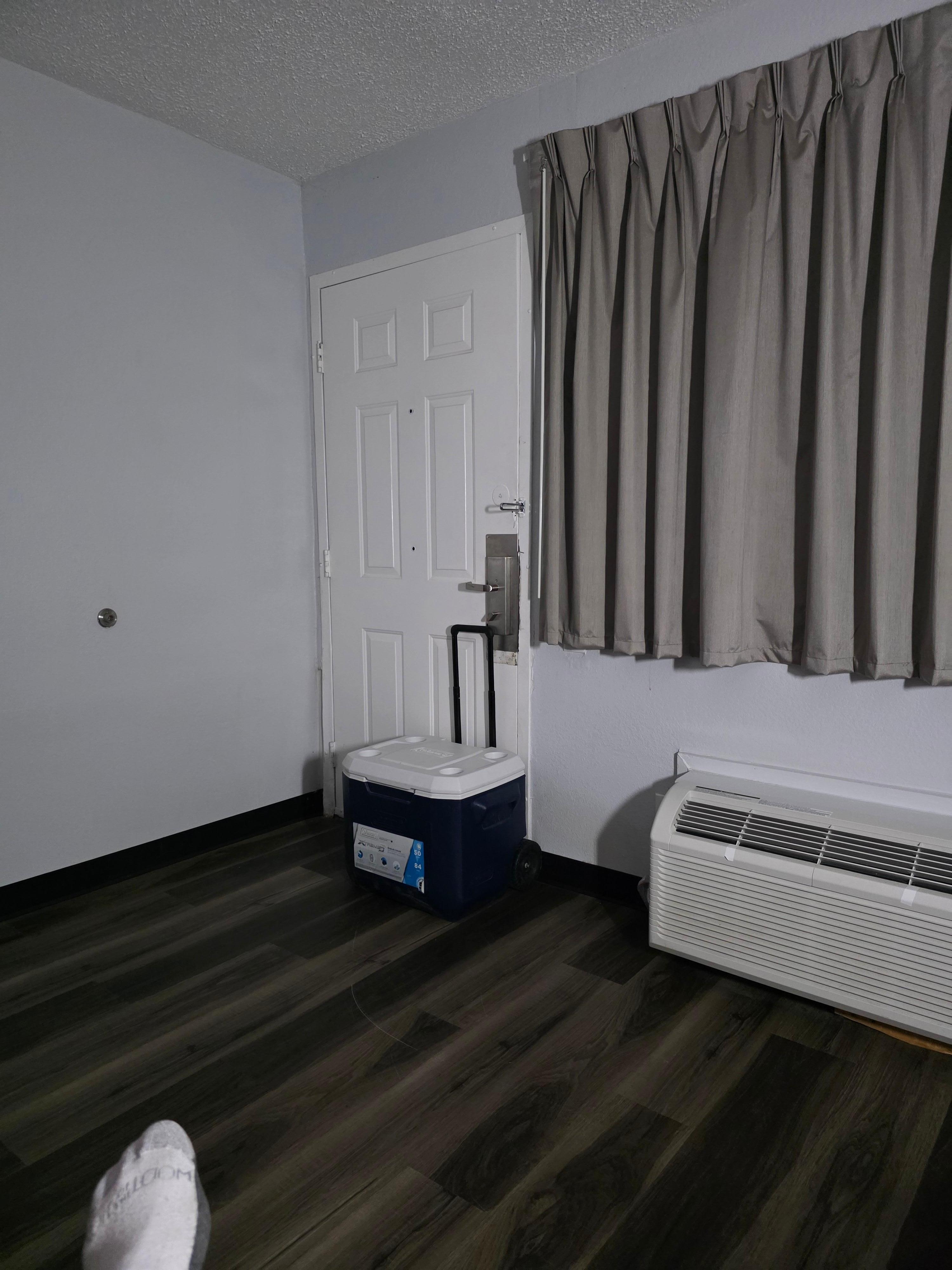 Cooler blocking the door.