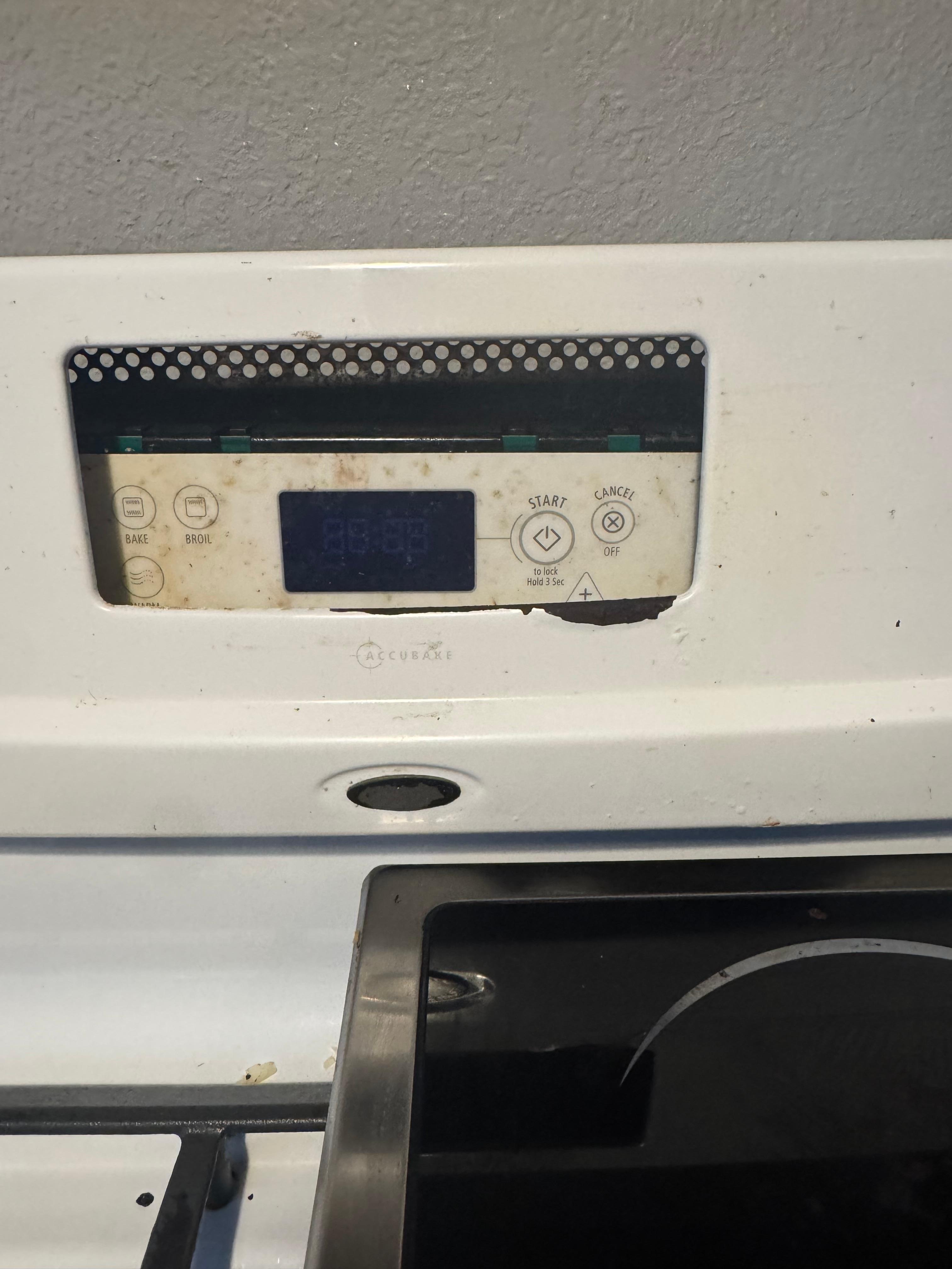 oven was pushed in and sticky 