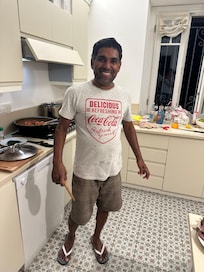 Sumedha cooking dinner