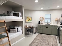 Complete kitchen and some cozy bunk beds
