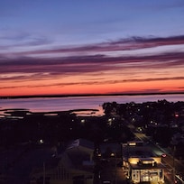Bay view from building hallway