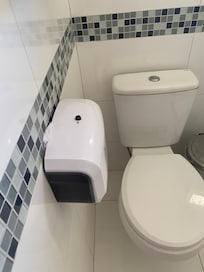 Papeleira fixada em local que incomoda muito usar o vaso