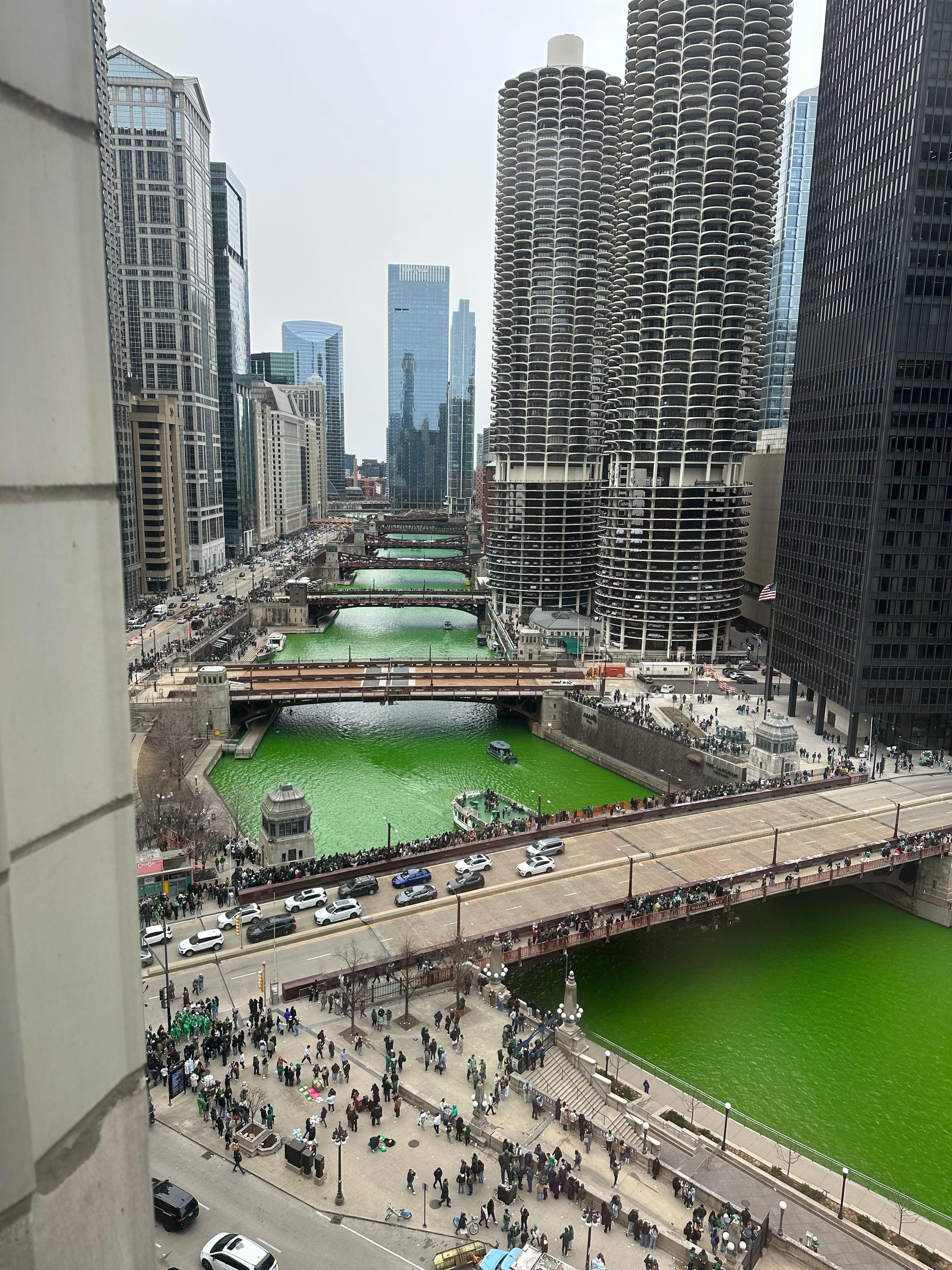 The river view for the st. Pattys river dying. 