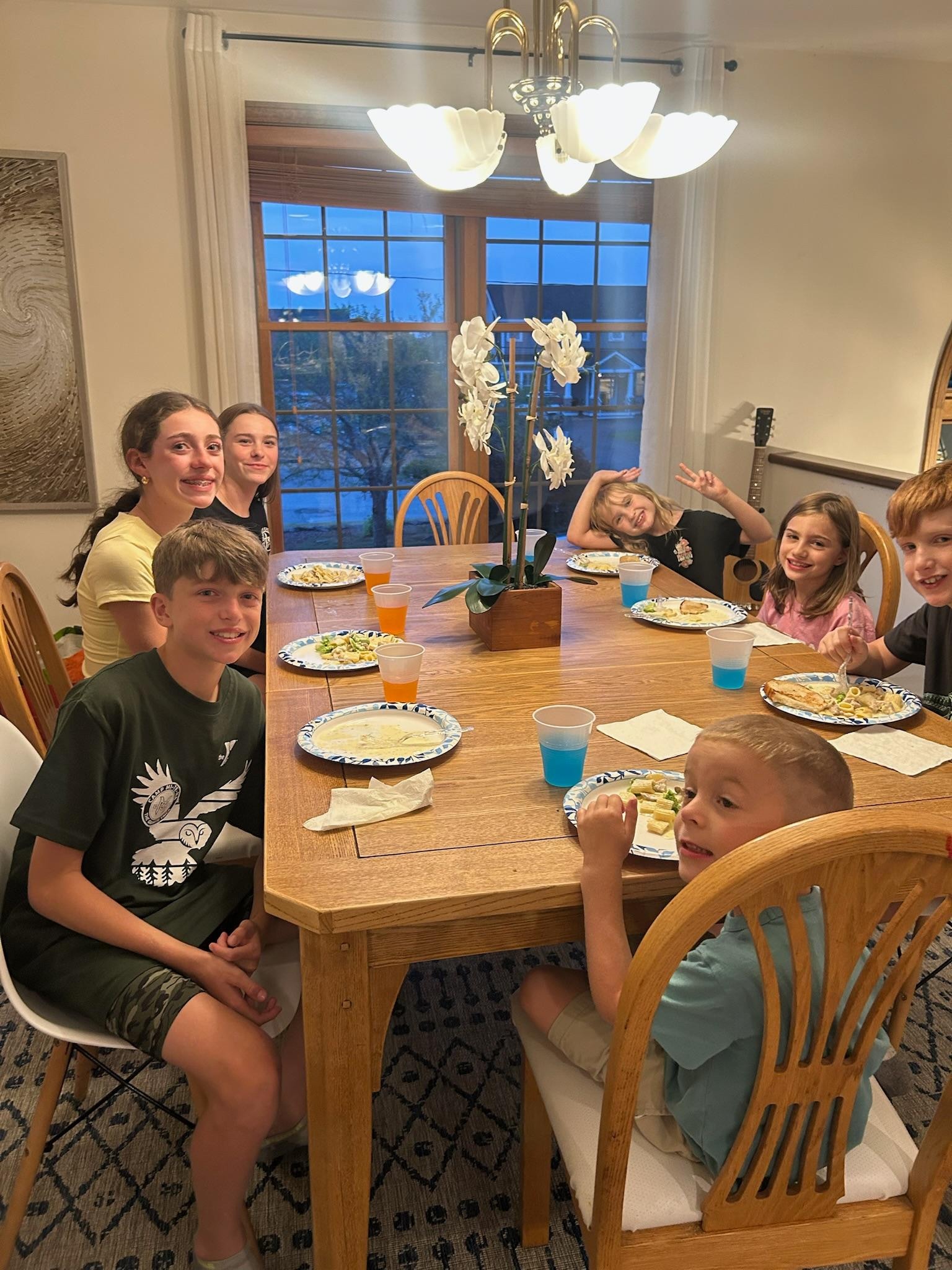Kids enjoying dinner