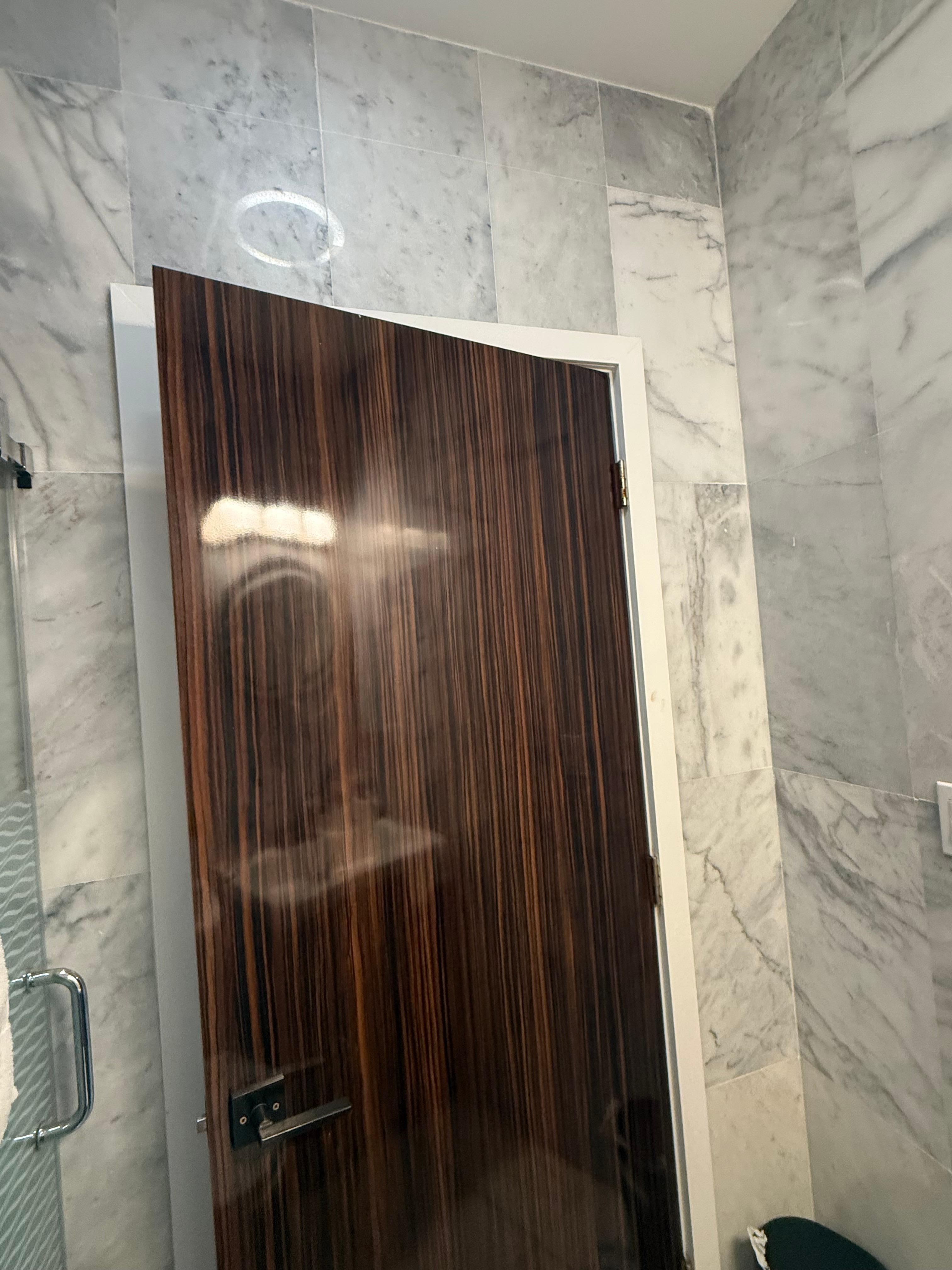 No hooks for towels in bathroom 