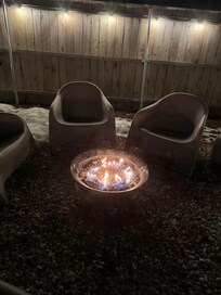 Our private backyard with beautiful redwoods and a jacuzzi.
