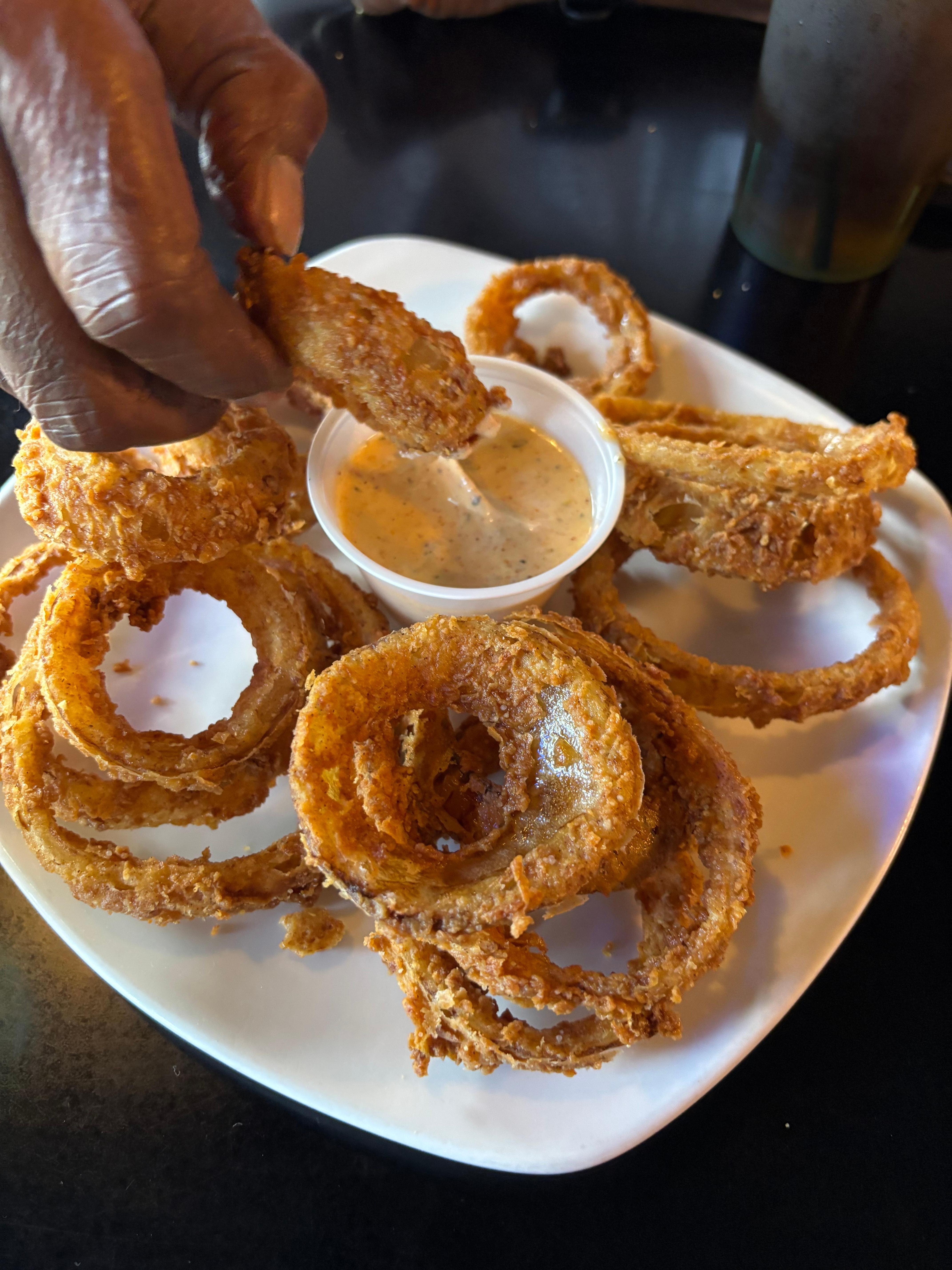 The onion rings were good and hot! Yes