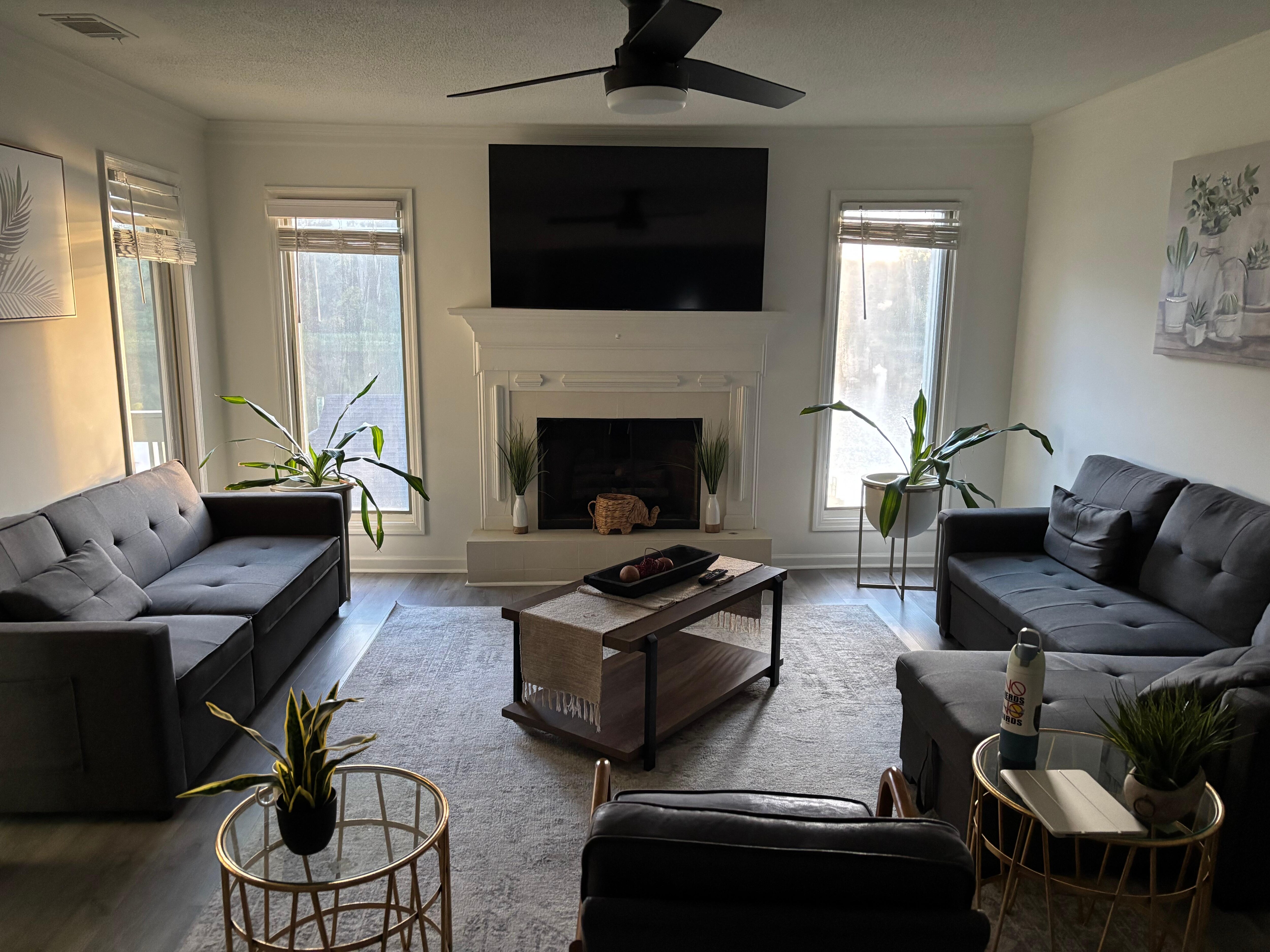 Living room with sunrise view