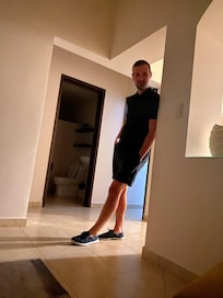 Albi enjoying the space in the apartment.