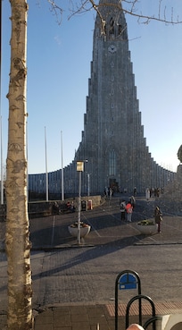 View from the room. Great location. The church chimes are lovely.