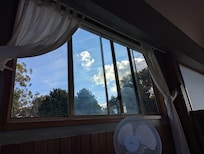 View from the bed on the mezzanine level.