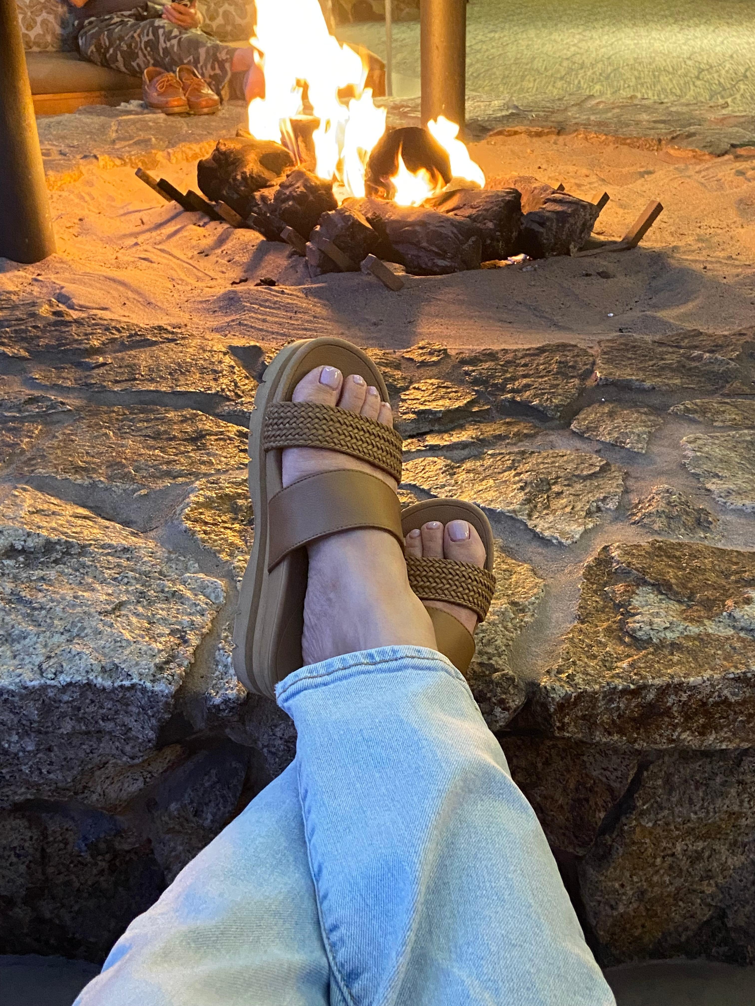 Relaxing fireside after a nice dinner at Sanderlings.