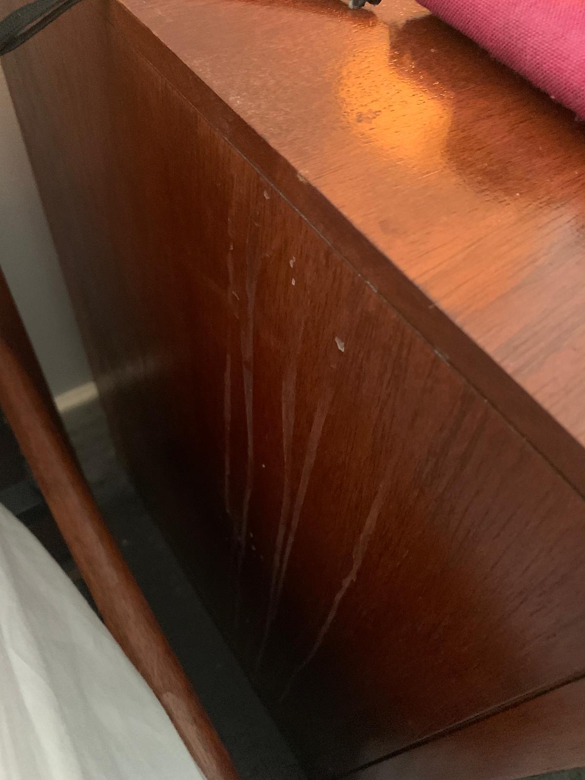 spilled something down the bedside table