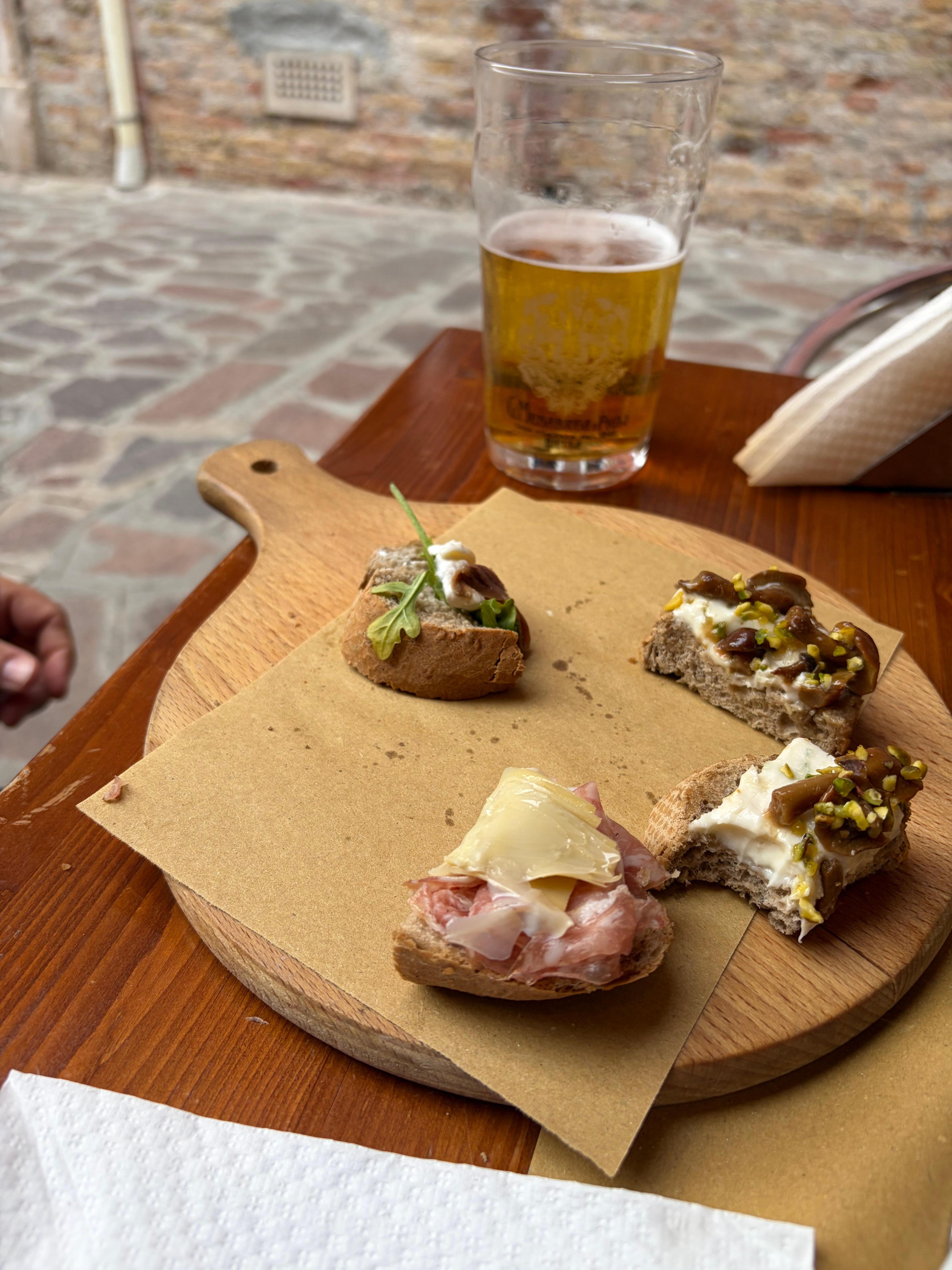 Cicchetti at a lovely little restaurant at the end of our apartment alley