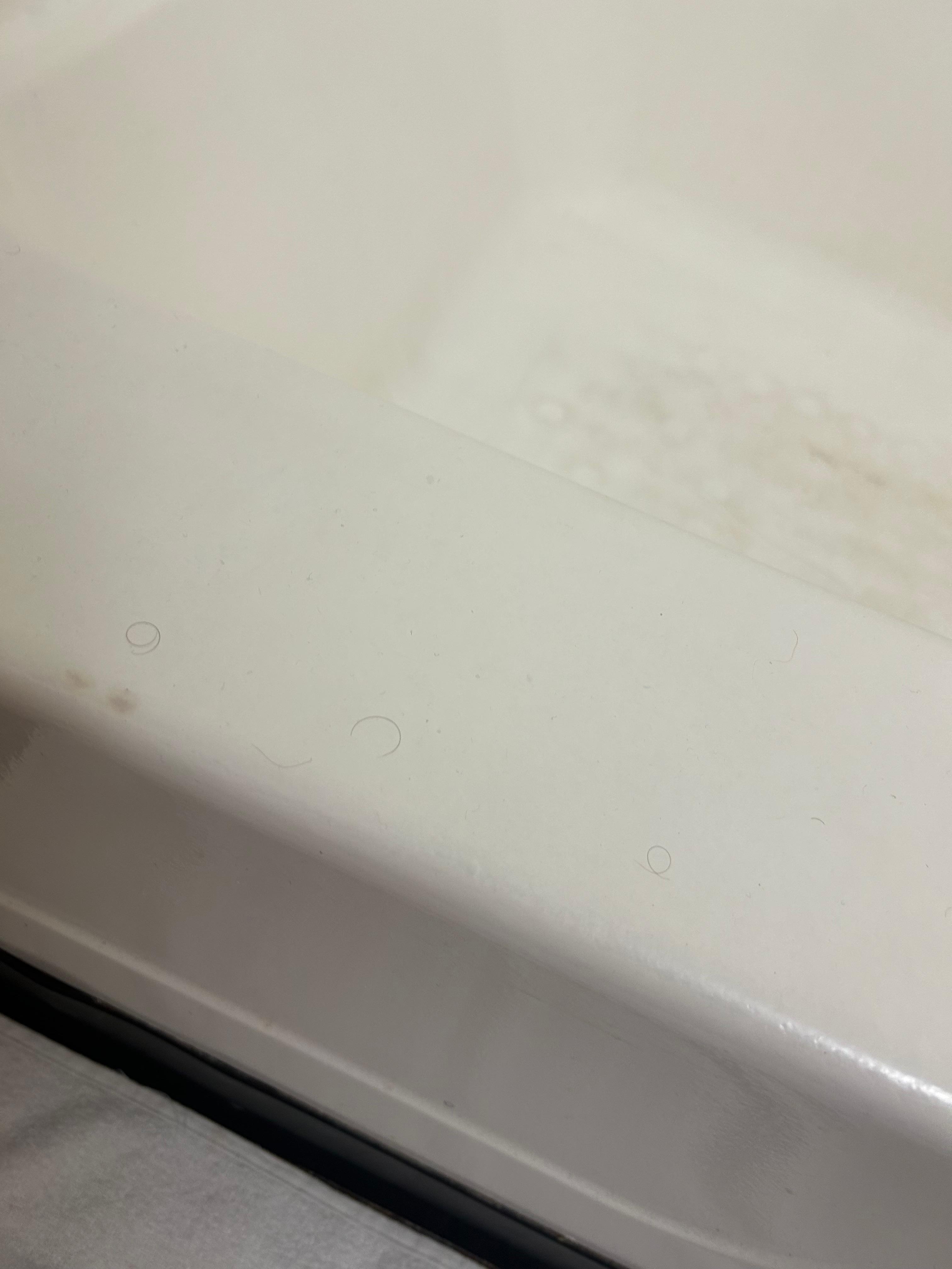 Whose hair is that?? On towels and in tub 