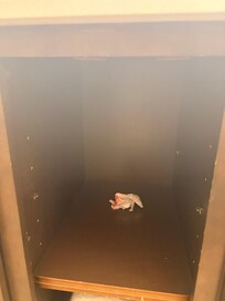 Some sort of dirty tissue with blood or red lipstick