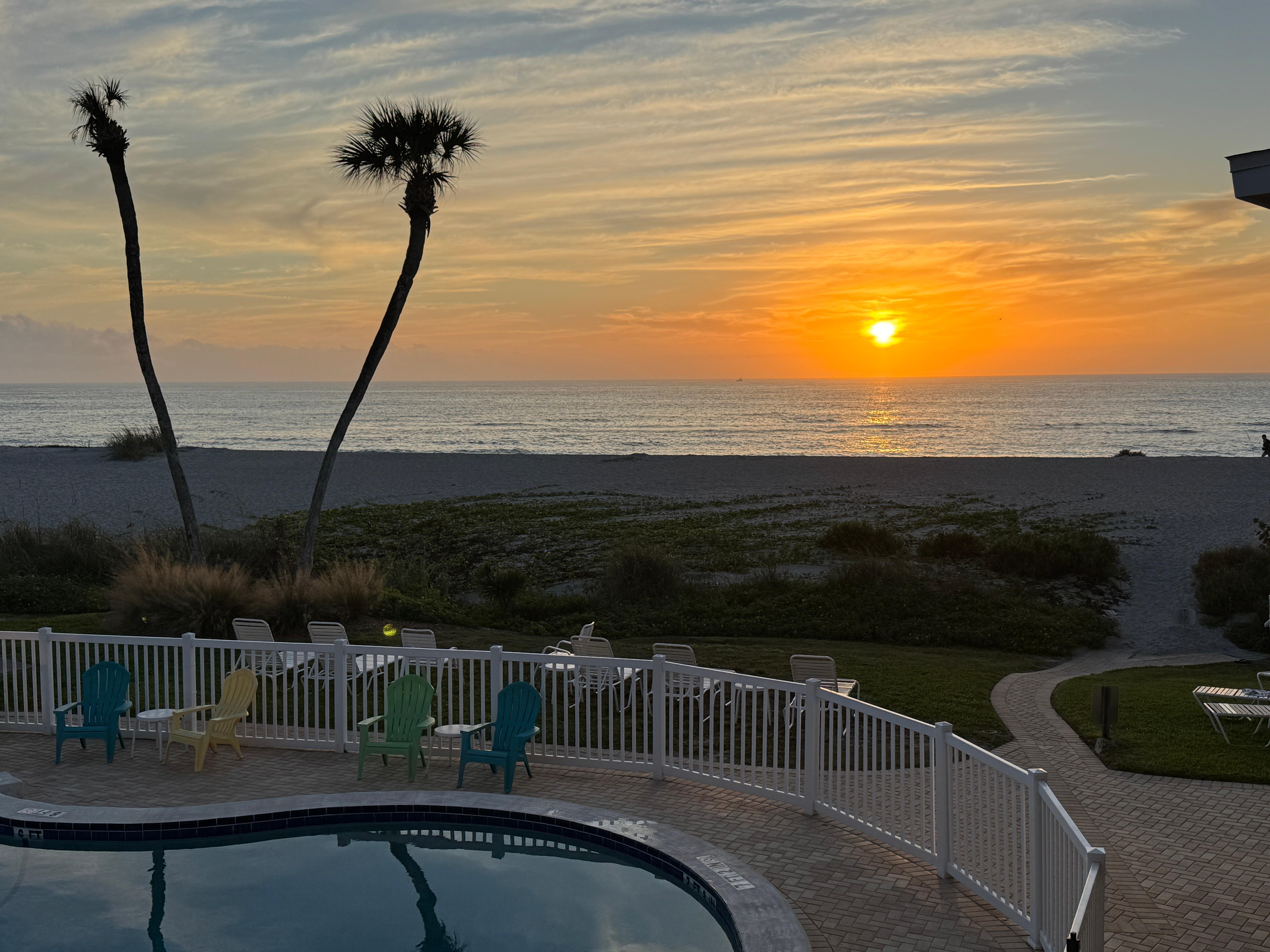 Sunset view from the balcony in mid-December.