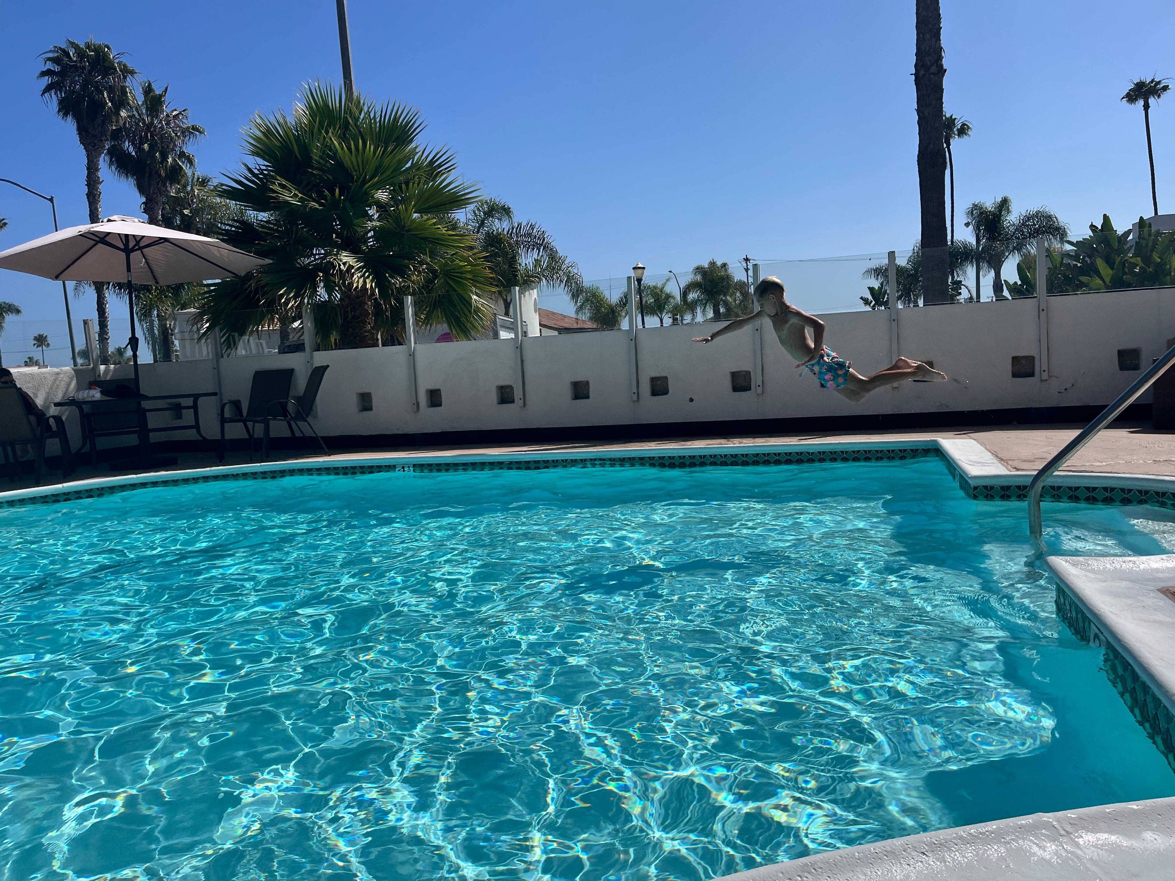 Beautiful nice size pool and a small hot tub off to the side