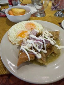 Green chilaquiles for breakfast! Super yummy.