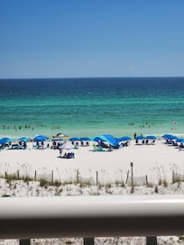 Emerald water, white sand beach, beautiful view of the ocean