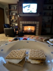 We made smores in front of the fire one night.