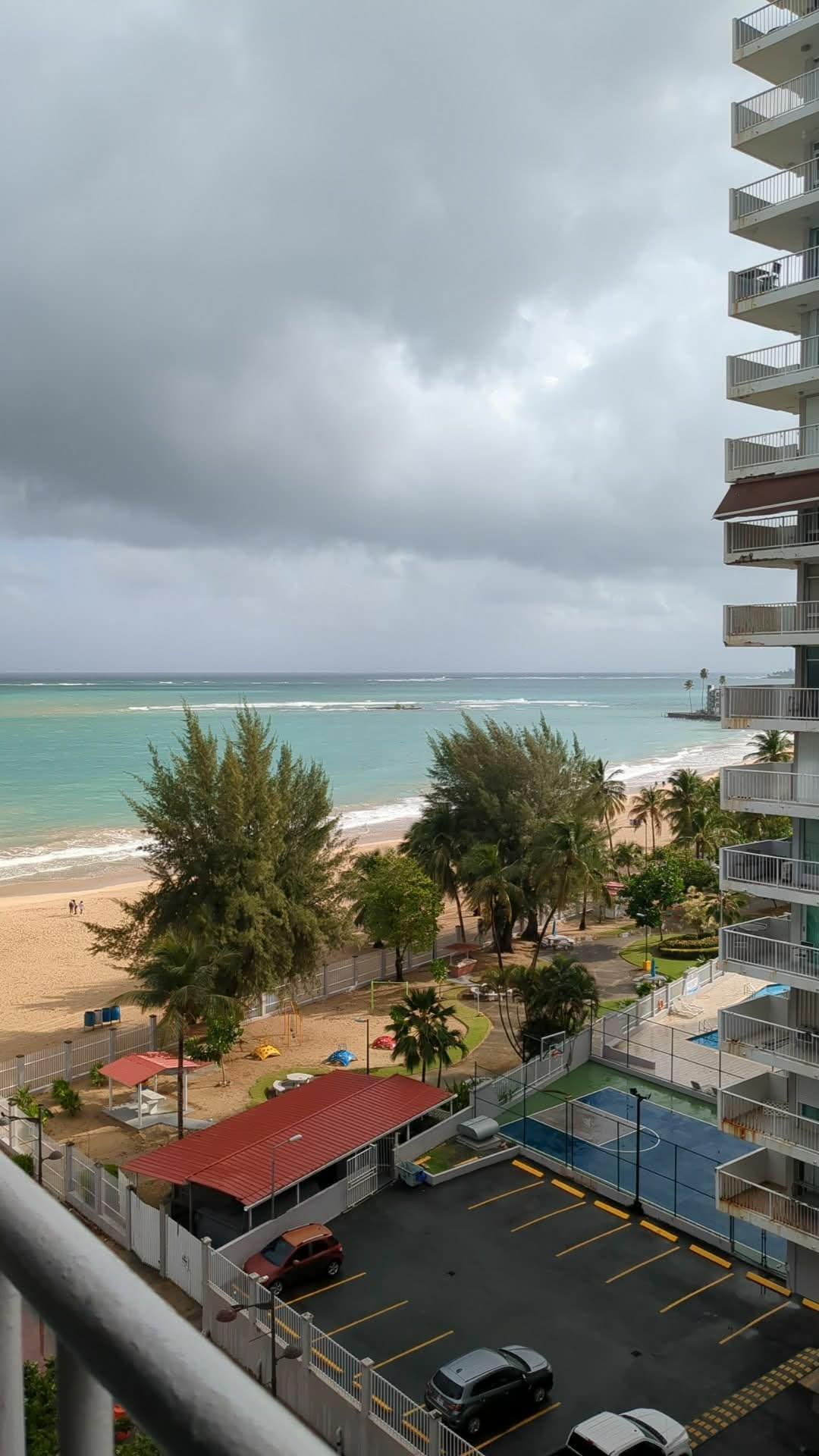 View from window over street.