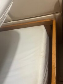 Dirty bed and sheets , dirt everywhere