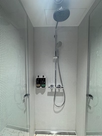 Shower with overhead mode
