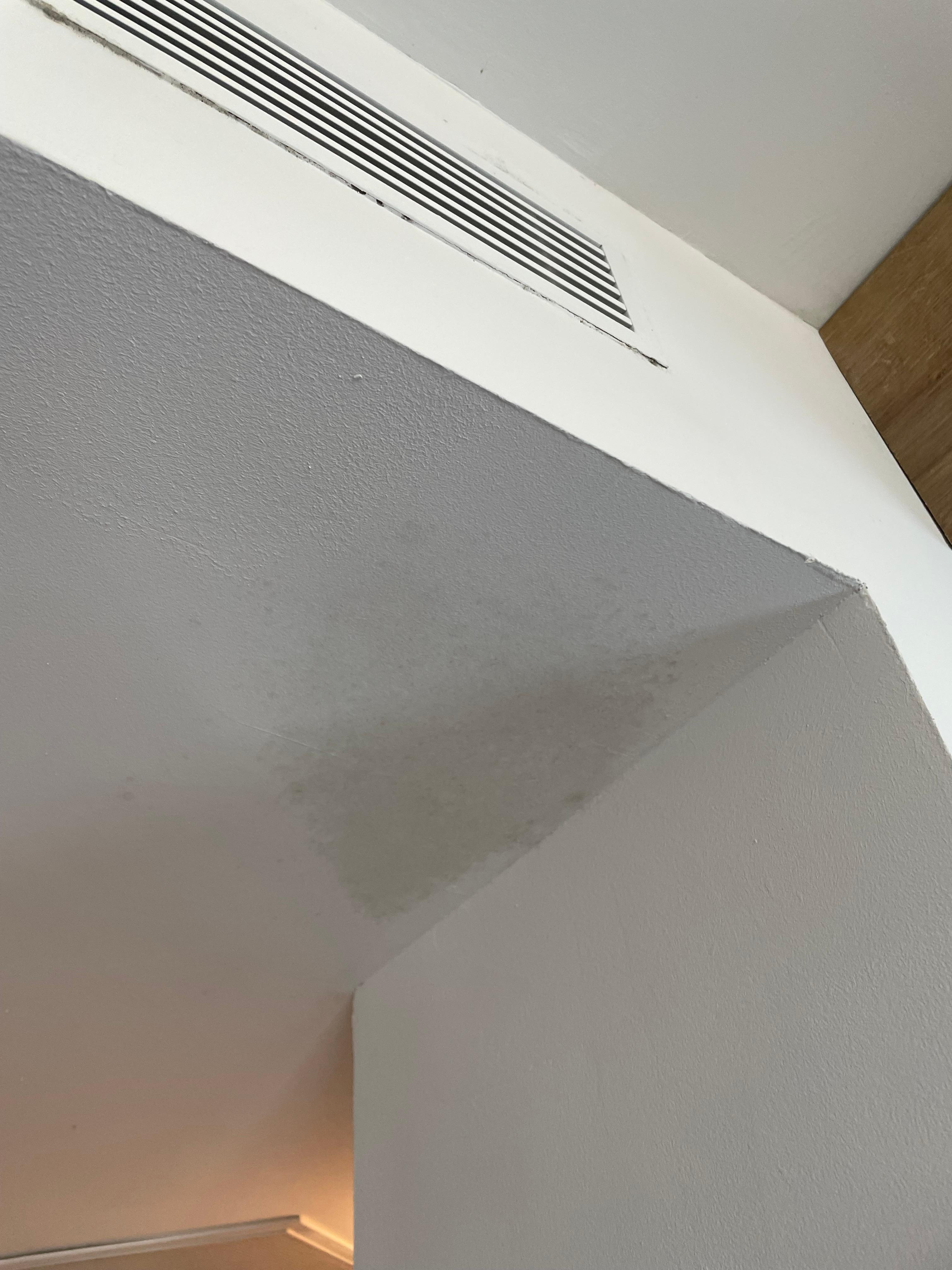 Damp stain due to aircon leak 