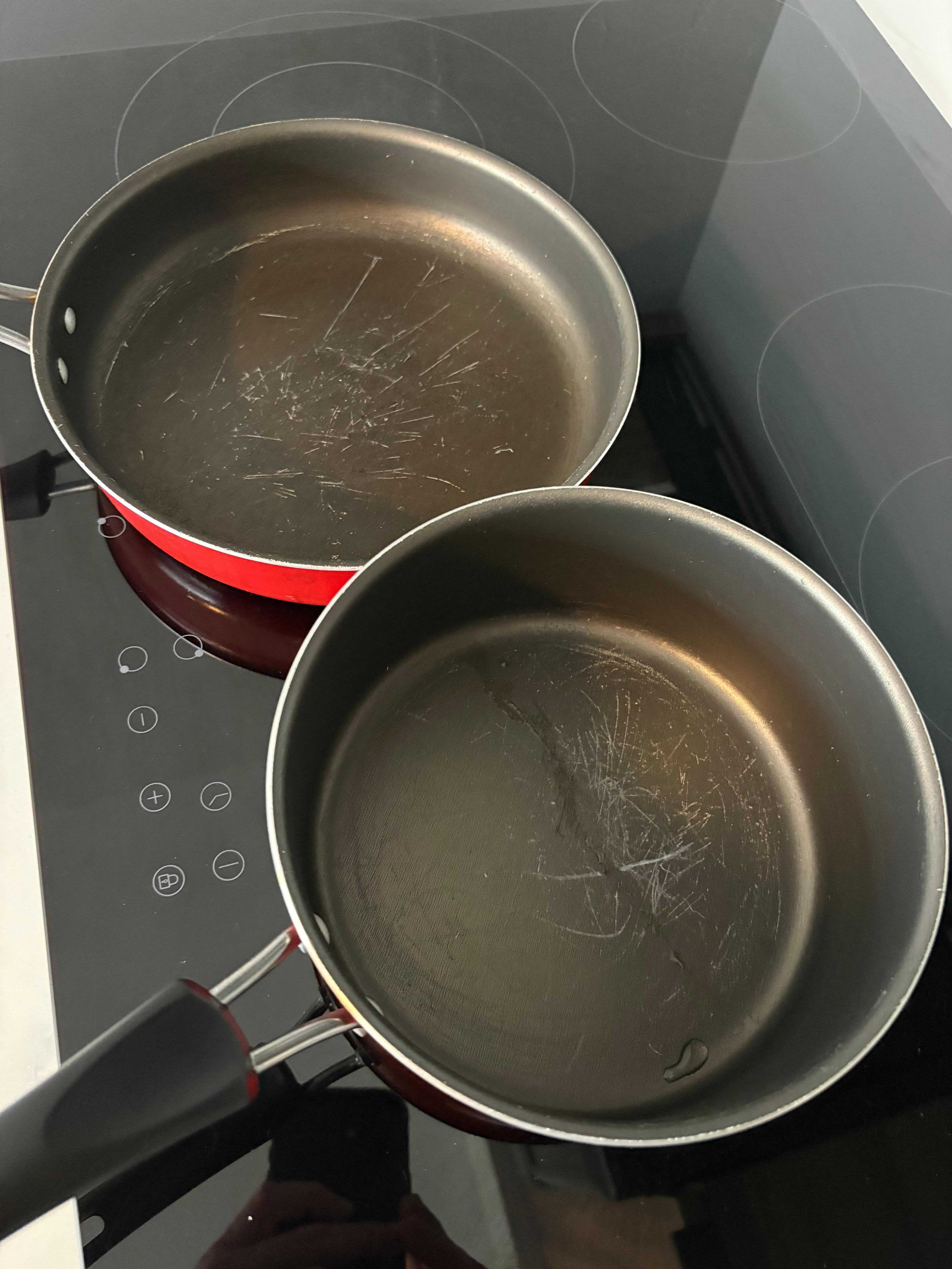 Scratched Teflon pots and pans. 