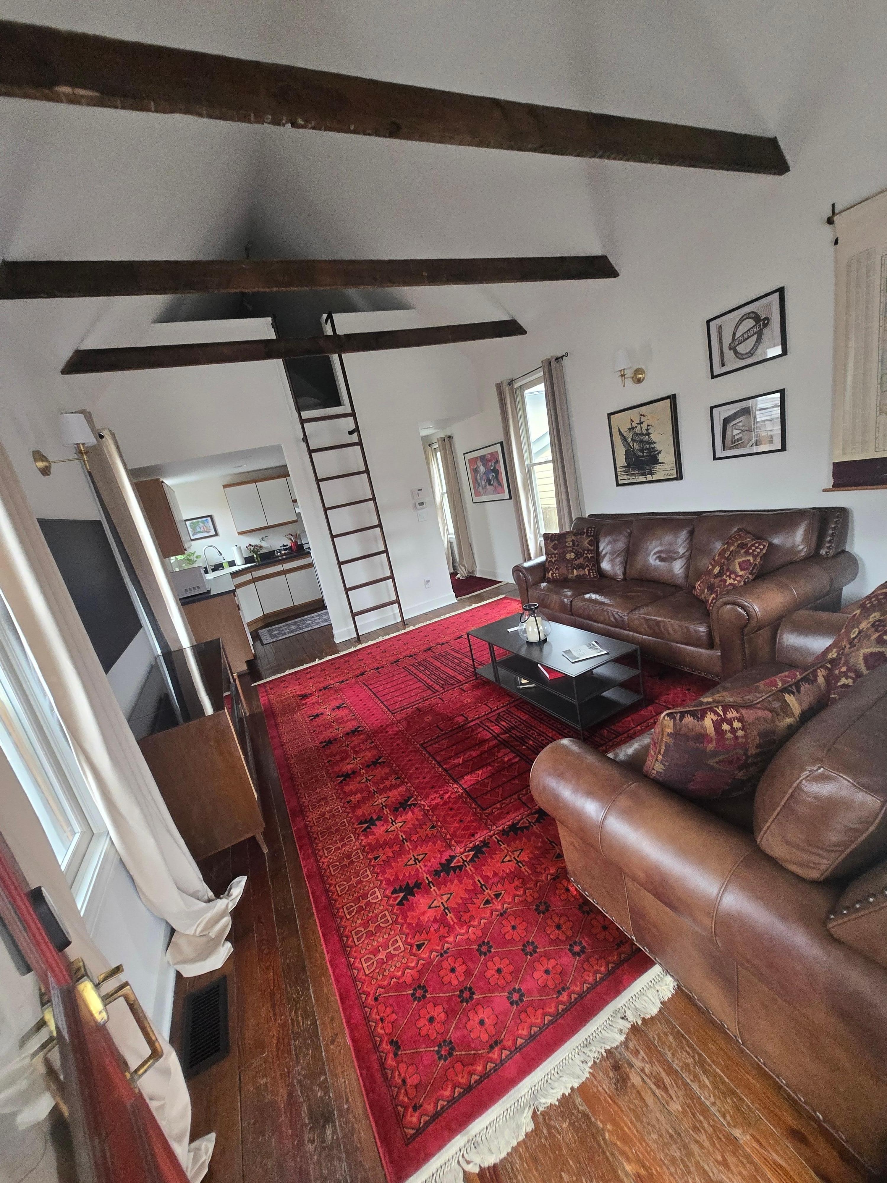 Living room/Front door view (entrance is in back of home).