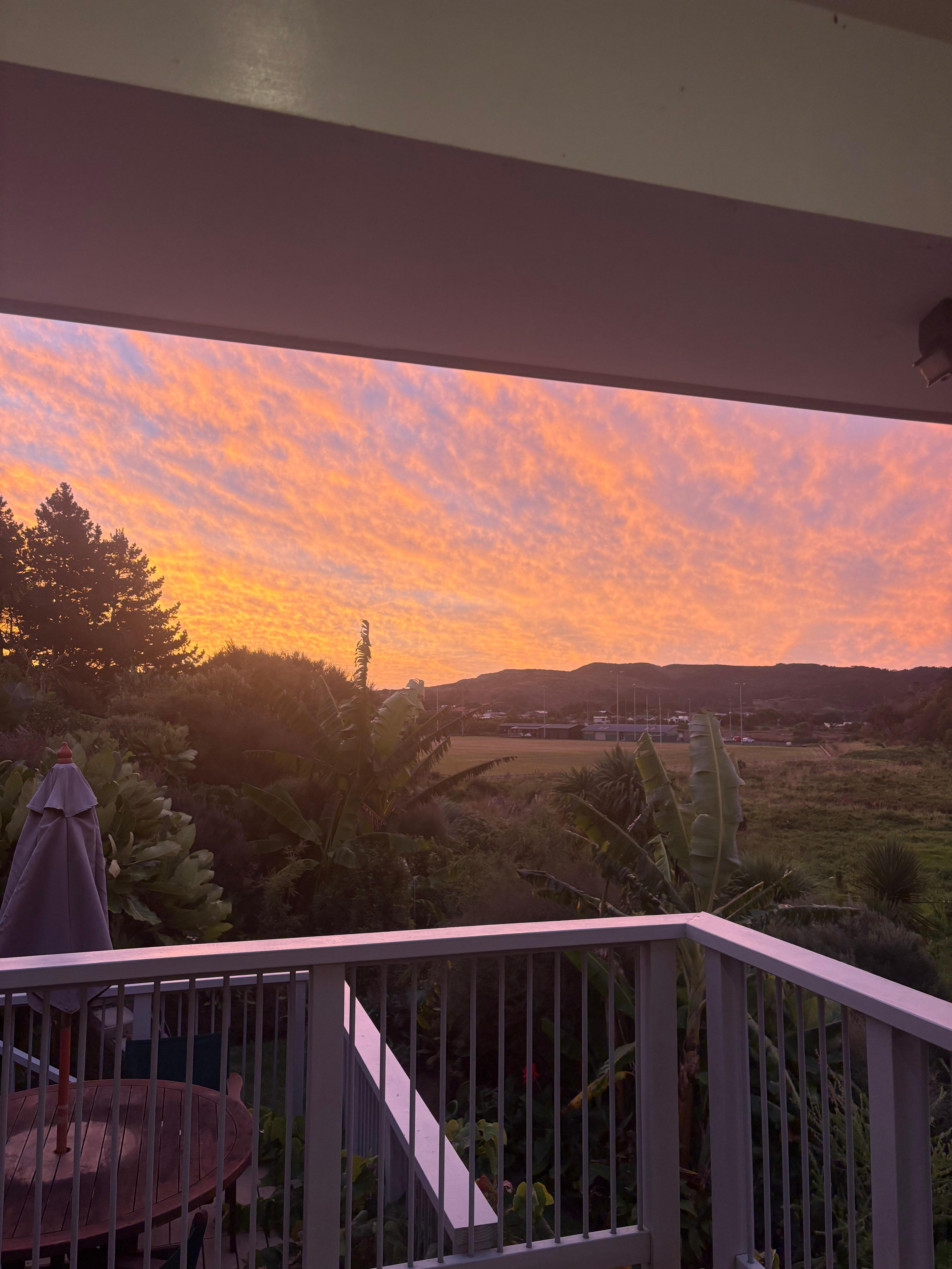 Balcony providing at sunset 