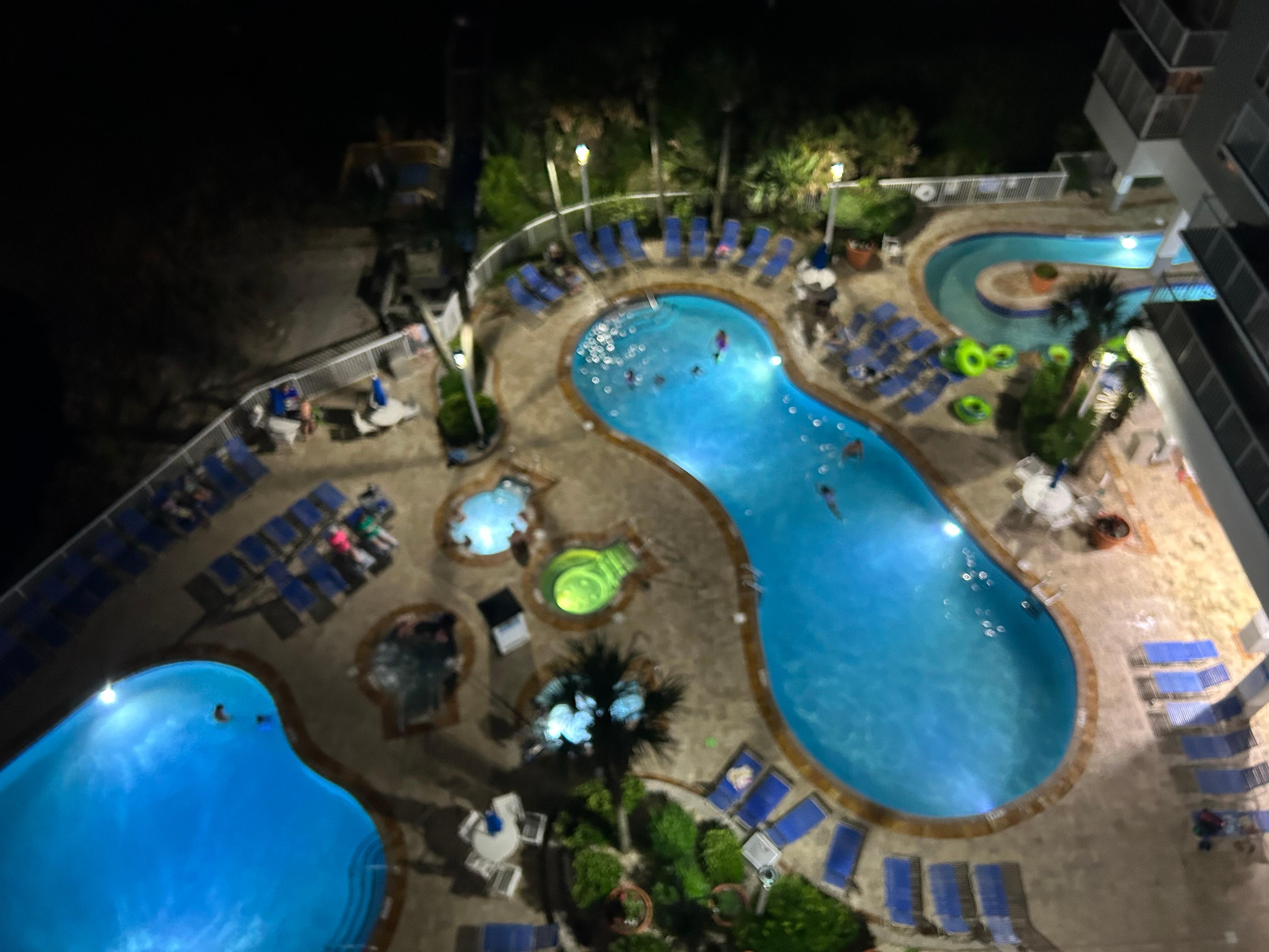 Balcony view at night.