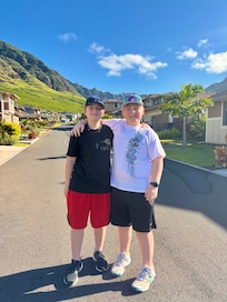 My boys walking the neighborhood