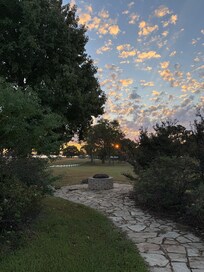 From the back door.