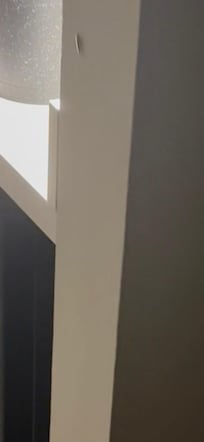 Roach crawling around the microwave, coffee maker, and fridge area.