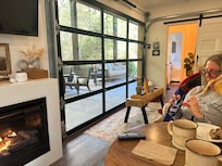 View from inside overlooking the outdoor patio.