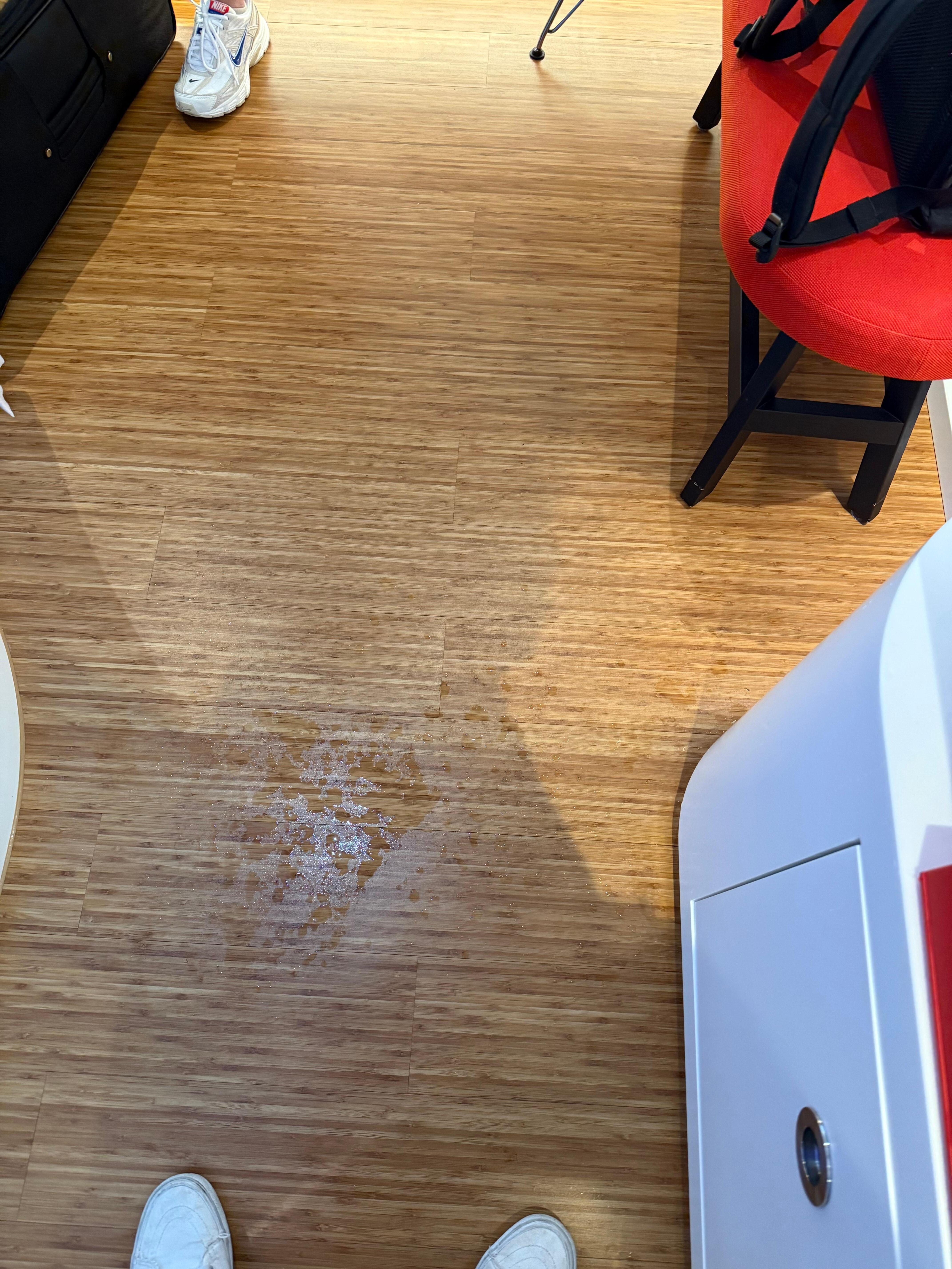 Safety hazard puddle on the floor right above AC vent